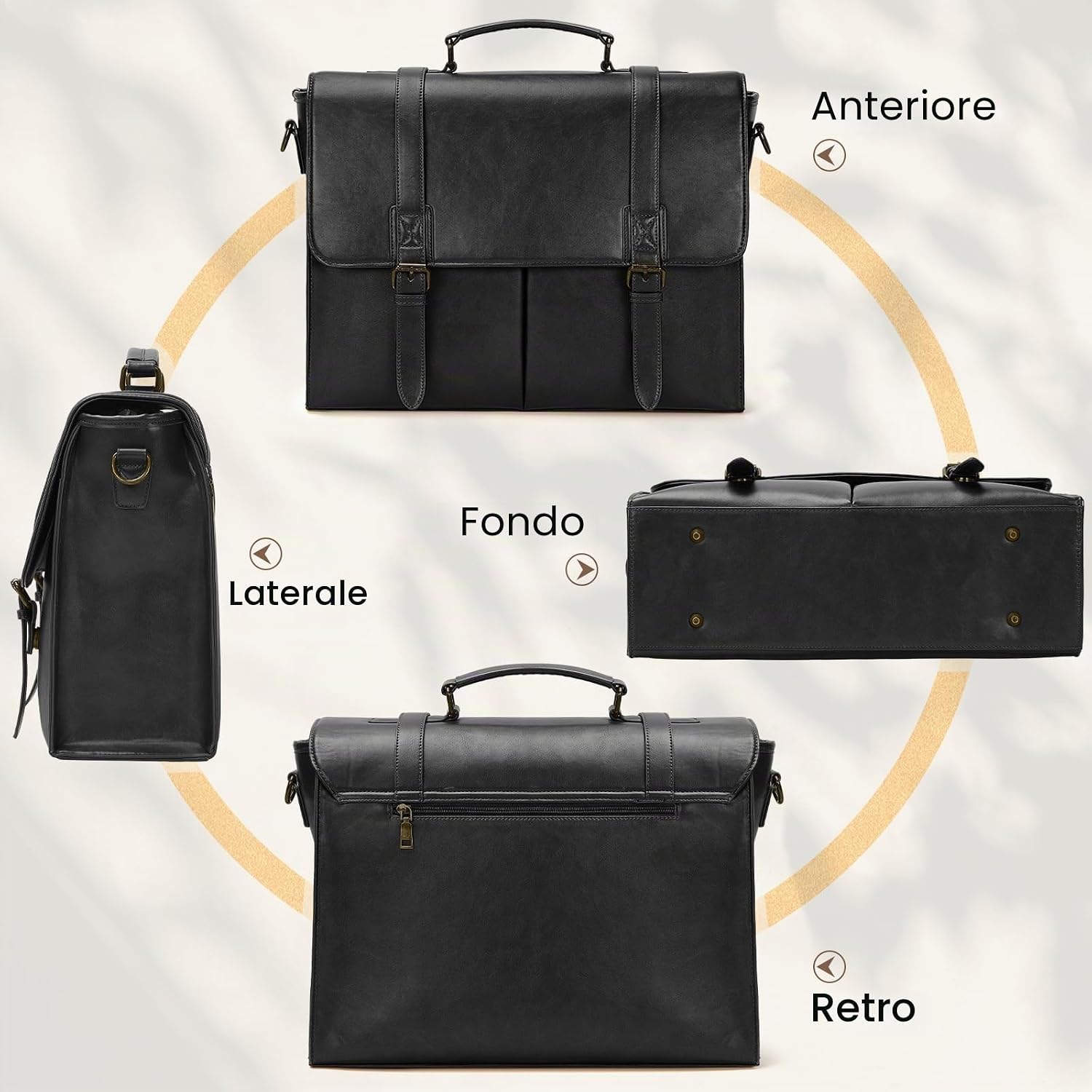 Borsa Porta PC Uomo 15,6" in Pelle PU Impermeabile – Stile Retrò