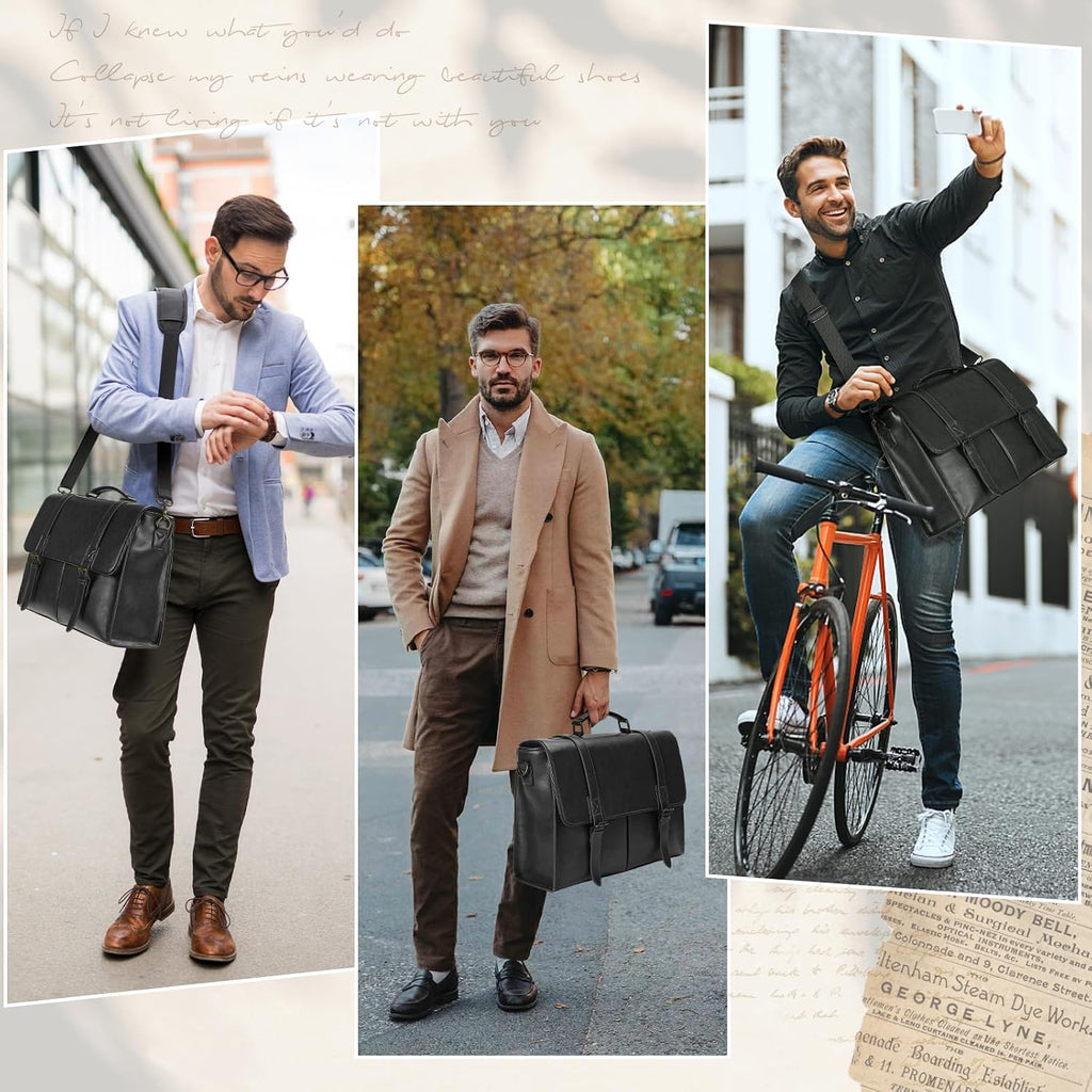 Borsa Porta PC Uomo 15,6" in Pelle PU Impermeabile – Stile Retrò