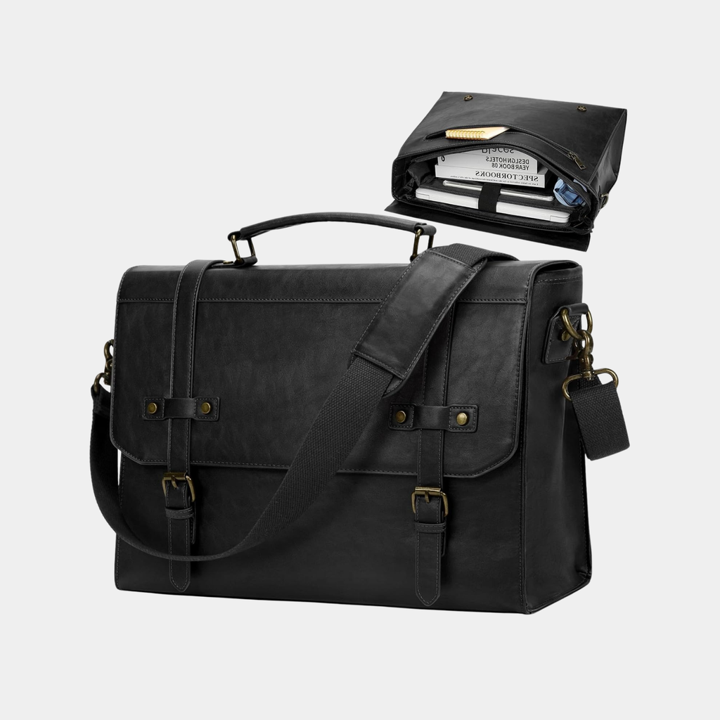 Borsa Porta PC 17.3" Uomo in Pelle PU Impermeabile Valigetta Vintage