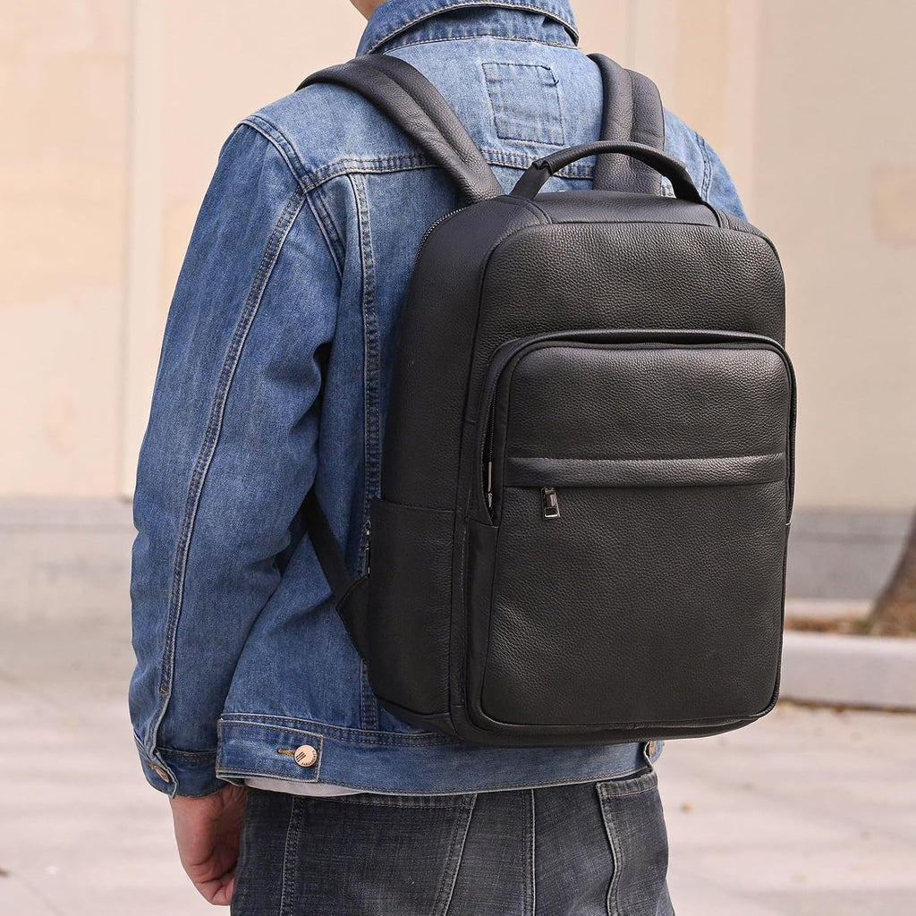 Zaino Business Uomo in Vera Pelle Vintage Laptop 15.6" Grande Capacità