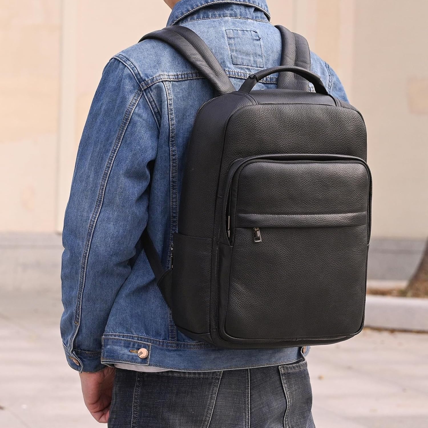 Zaino Business Uomo in Vera Pelle Vintage Laptop 15.6" Grande Capacità