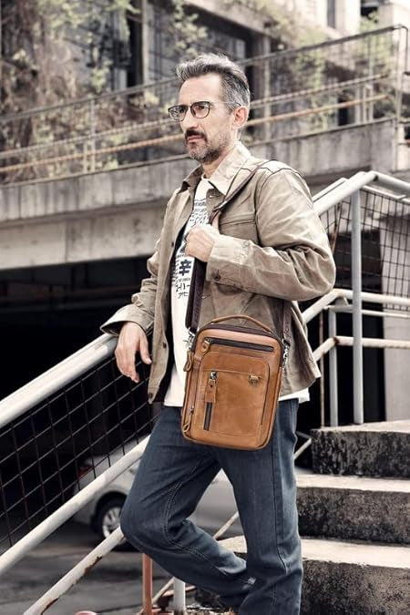 Borsa a Tracolla Uomo in Vera Pelle