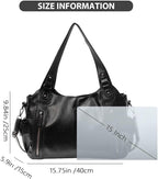 Borsa Hobo Donna in Pelle PU Nera Multi Tasche