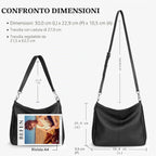 Borsa a Tracolla Donna in Vera Pelle Hobo Grande con 2 Cinghie