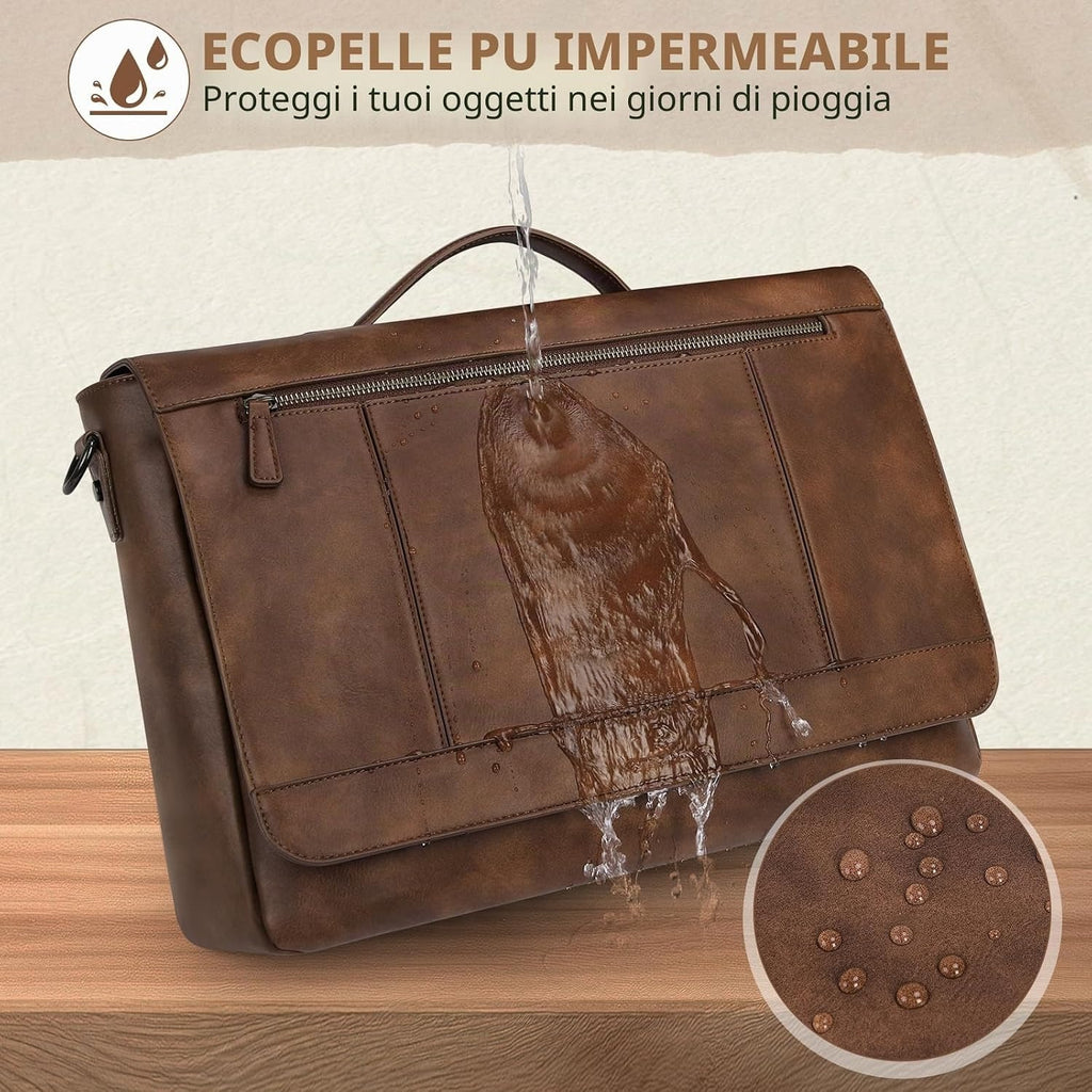 Borsa Messenger Uomo in Pelle PU 15.6" Impermeabile Vintage