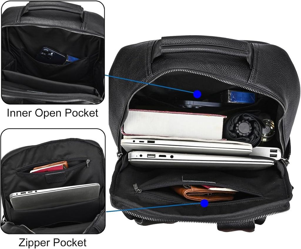 Zaino Business Uomo in Vera Pelle Vintage Laptop 15.6" Grande Capacità