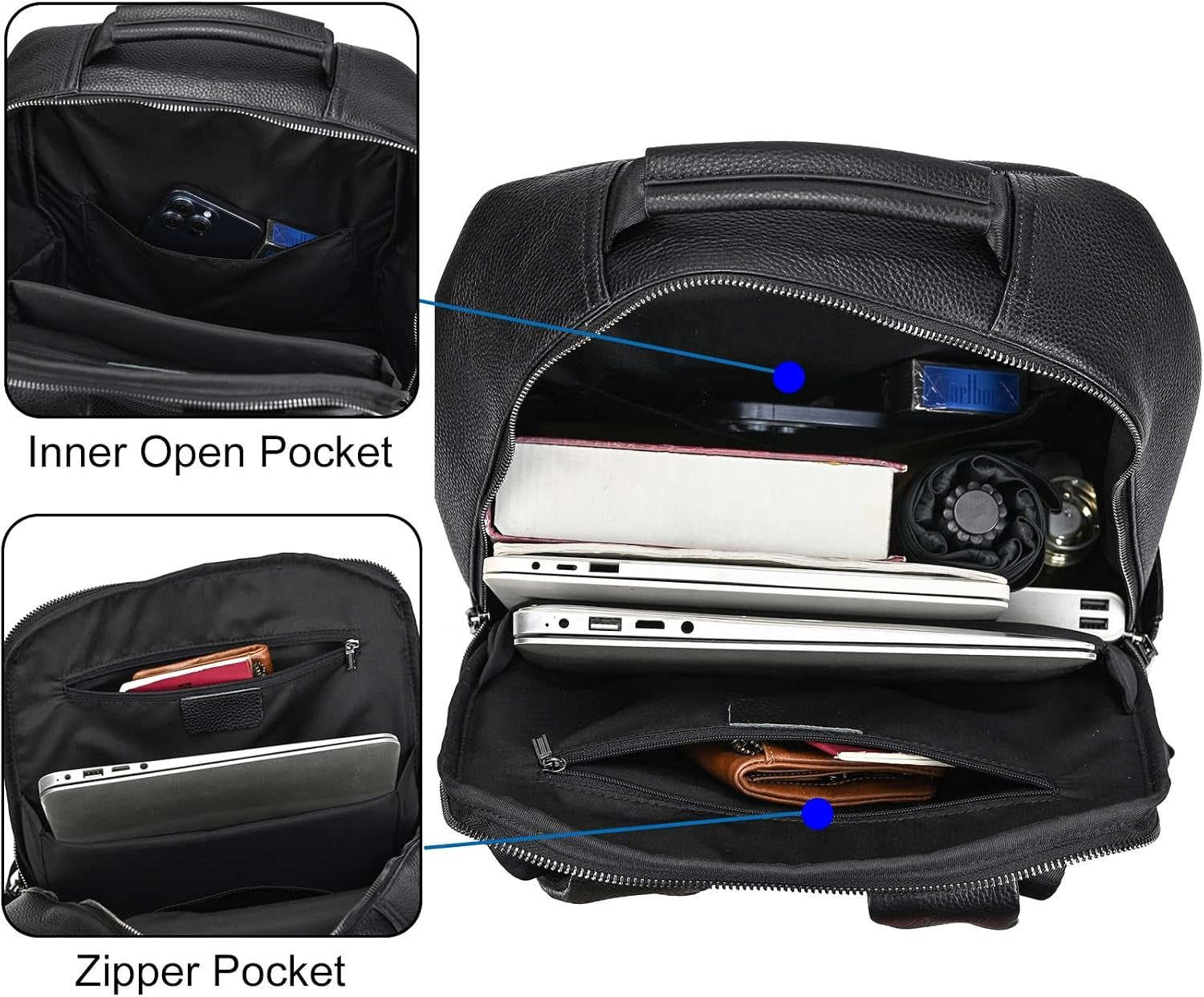 Zaino Business Uomo in Vera Pelle Vintage Laptop 15.6" Grande Capacità