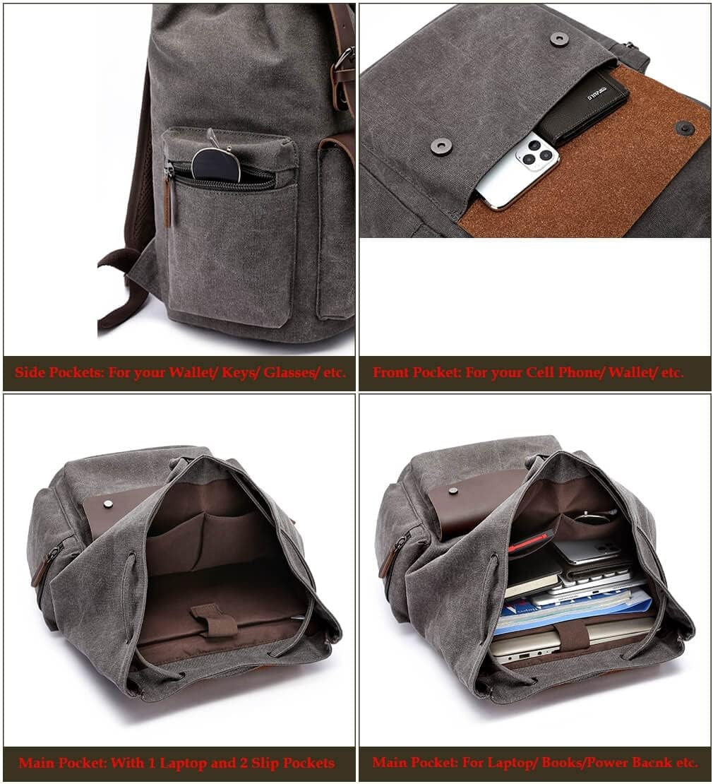 Zaino Vintage in Tela Uomo Donna Laptop 15"