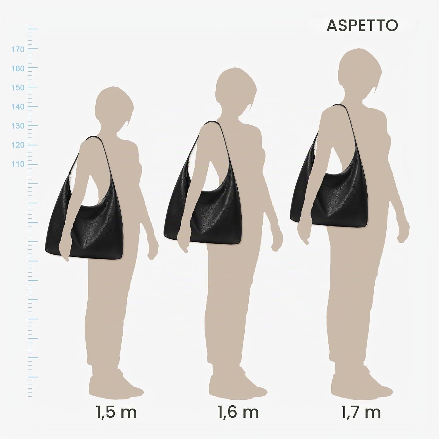 Borsa Tote Donna in Pelle Vegana Hobo Grande Capacità con Cerniera