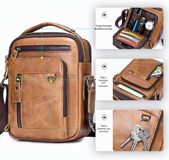 Borsa a Tracolla Uomo in Vera Pelle