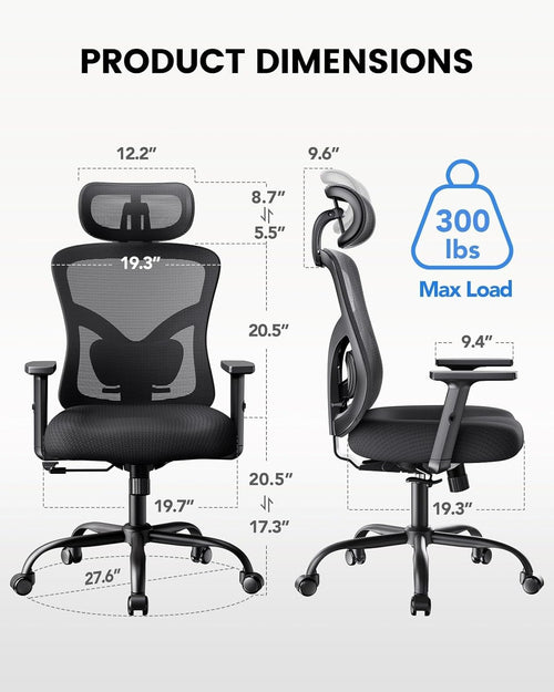 Ergonomická kancelárska stolička s bedrovou opierkou | 2D opierka hlavy, nastaviteľné opierky rúk, 130° náklon