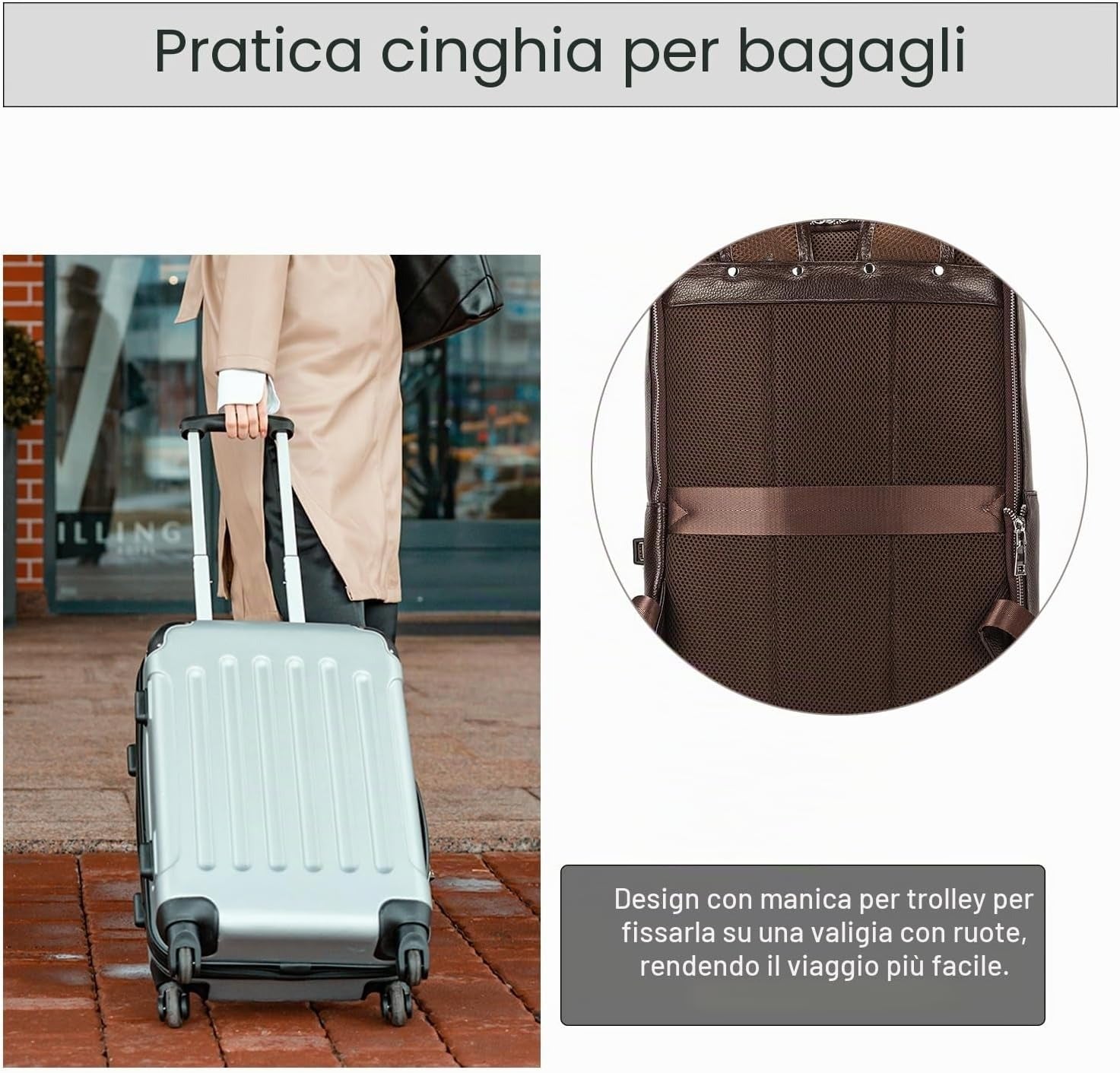 Zaino Uomo in Vera Pelle Vintage Laptop 14" Lavoro Viaggio Retrò