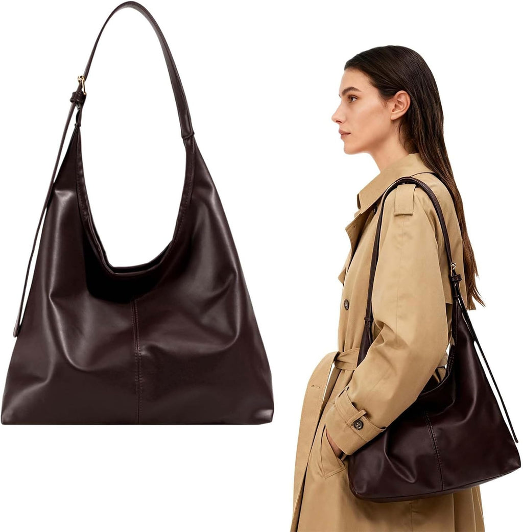 Borsa Hobo Donna in Pelle PU Marrone Scuro