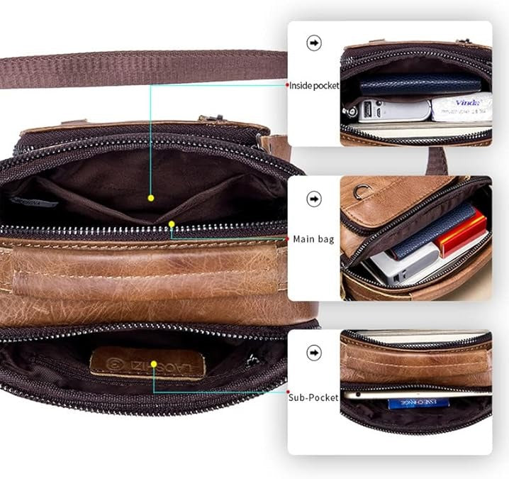 Borsa a Tracolla Uomo in Vera Pelle