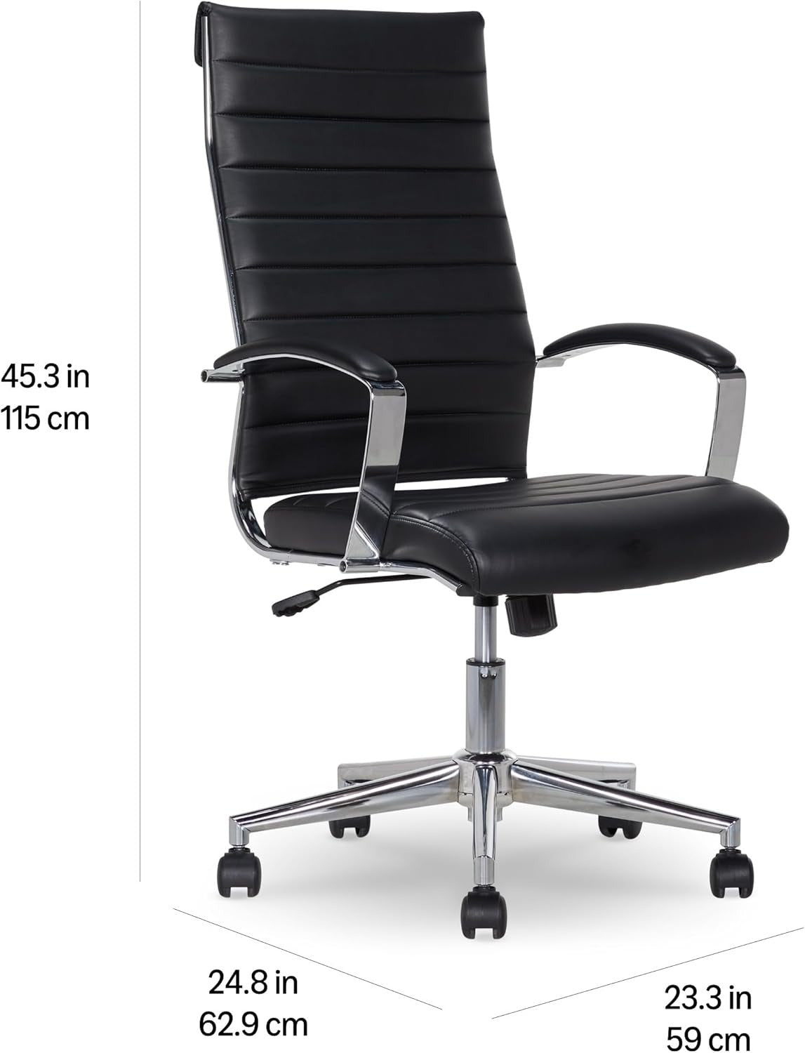 Vysoká ergonomická kancelárska stolička | Bedrová opierka, umelá koža, nastaviteľná výška, čierna