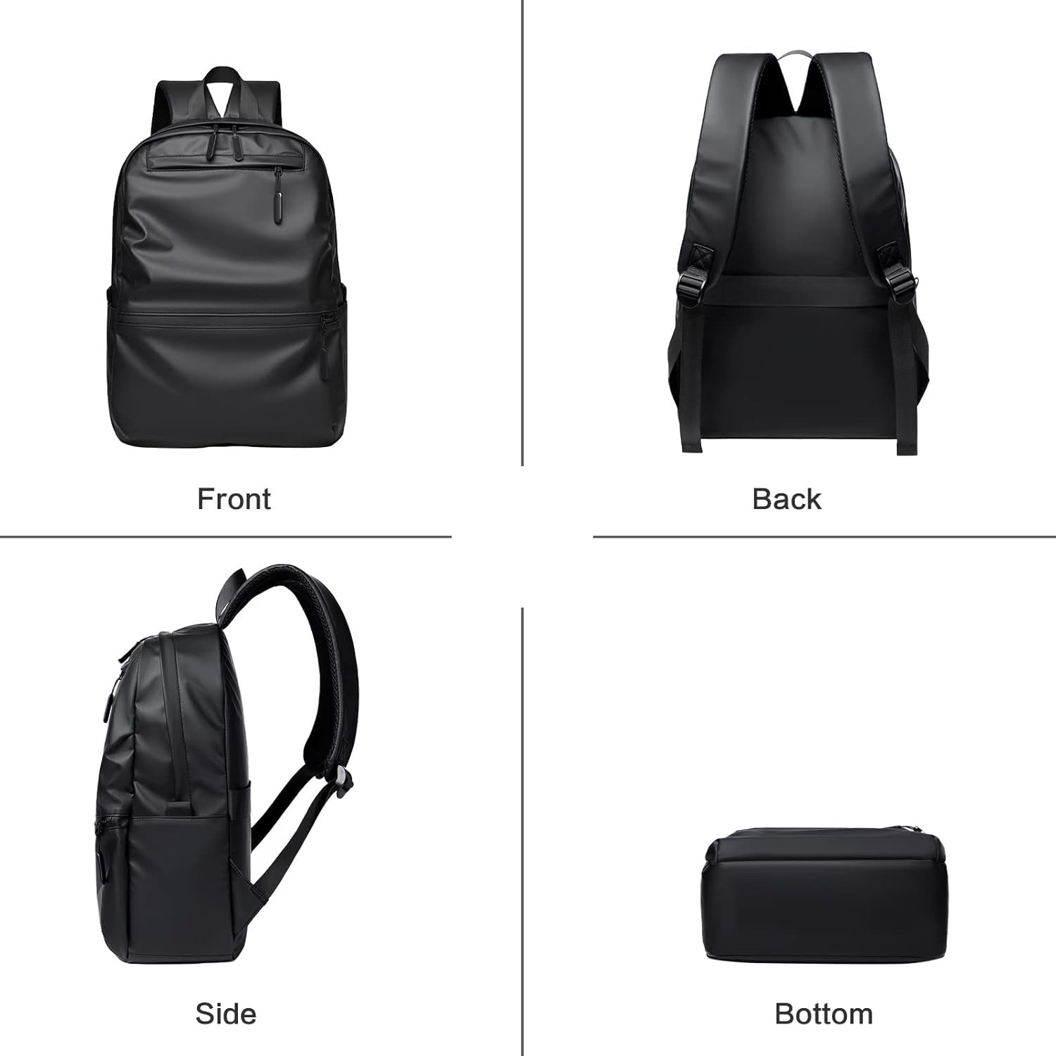 Zaino Uomo Daypack in Pelle Sintetica Impermeabile Laptop 14" Nero