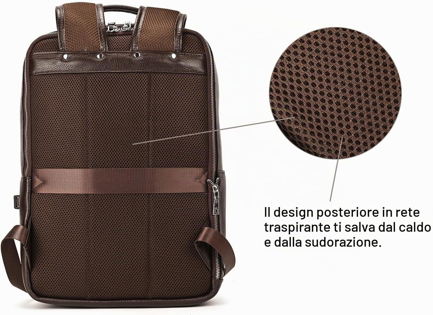 Zaino Uomo in Vera Pelle Vintage Laptop 14" Lavoro Viaggio Retrò
