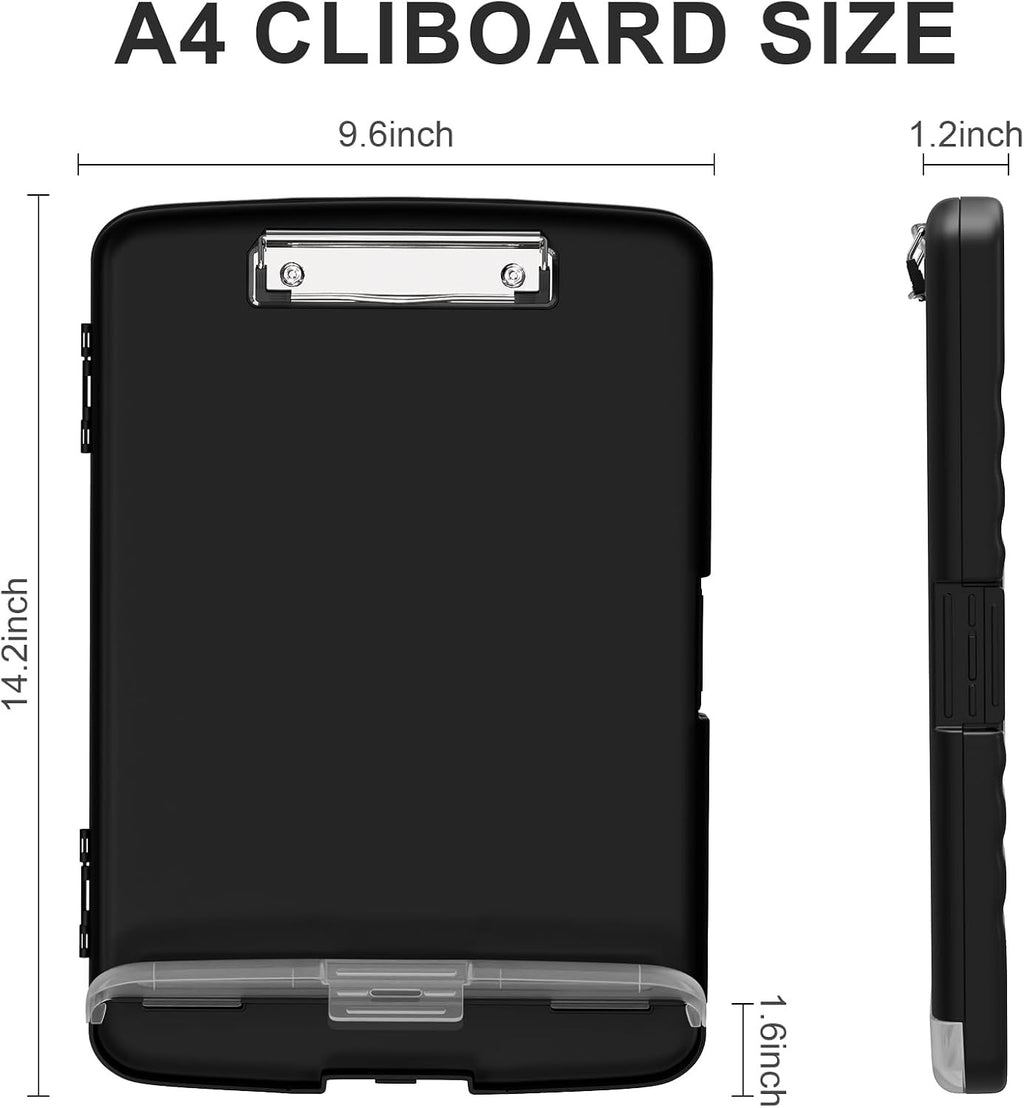 Clipboard s úložným priestorom A4 | Kovová svorka, držiak na pero, bočné otváranie
