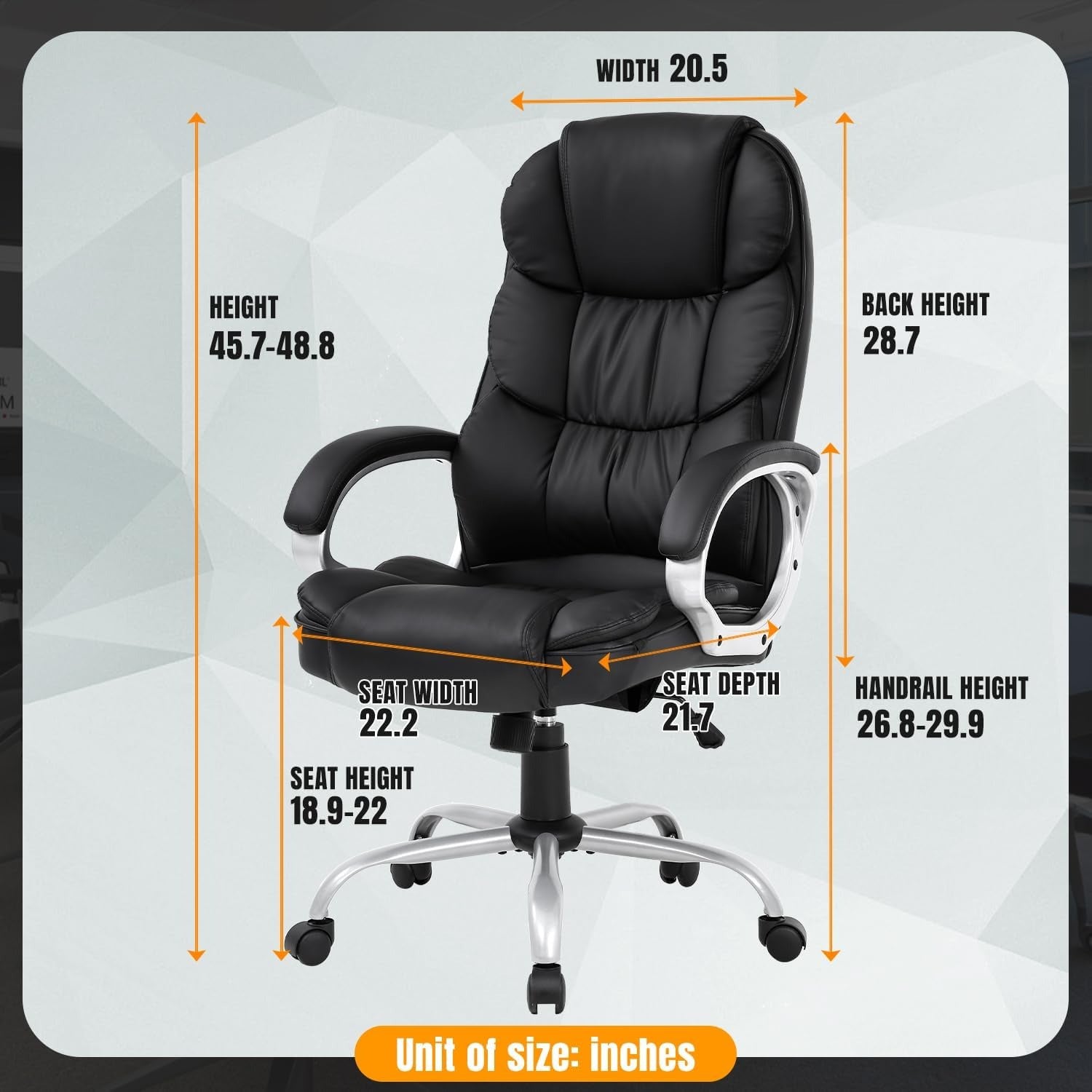Ergonomícká kancelárska stolička s bedrovou opierkou | PU koža, otočná, nastaviteľná výška, čierna