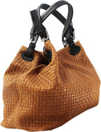 Borsa a Mano Donna in Pelle Stampa Intrecciata con Tracolla 34x29x18 cm
