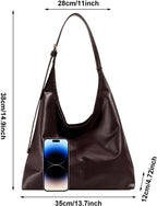 Borsa Hobo Donna in Pelle PU Marrone Scuro
