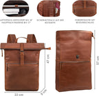 Zaino Rolltop in Vera Pelle Uomo Donna Vintage per Laptop 17"