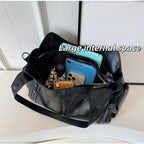 Borsa Hobo Donna in Pelle PU Nera Multi Tasche