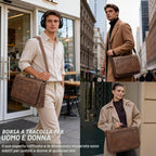 Borsa Messenger Uomo in Pelle PU 15.6" Impermeabile Vintage