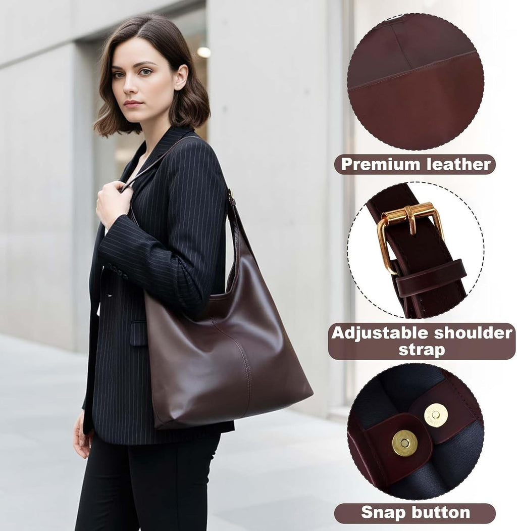 Borsa Hobo Donna in Pelle PU Marrone Scuro