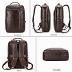 Zaino Uomo in Vera Pelle Vintage Laptop 14" Lavoro Viaggio Retrò